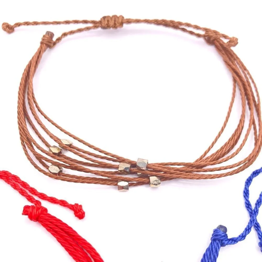 3 piece Stackable wax cord beaded bracelets